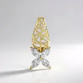 Cavill - Gouden hanger 9K geel goud - 4 Cambodjaanse zirkonen 0,79 ct marquise - elegant opengewerkt design - luxe dames sieraad