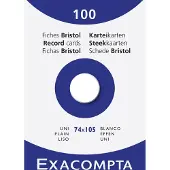 Exacompta 10x etui 100 steekkaarten bristol - effen niet geperforeerd 74x105mm - Wit - 13300B