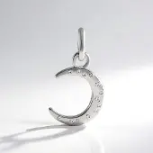 Cavill - Zilveren hanger met Cambodjaanse zirkonia's - 925 Sterling Zilver - Halve maan design - 0,055 ct - subtiel en elegant