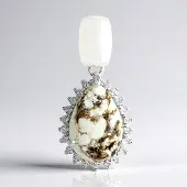 Cavill - Zilveren Hanger met 4,39 ct Braziliaanse Magnesiet & 22 Witte Topaasjes 925 Sterling Zilver - Elegant Druppelvormig Sieraad 29x15 mm