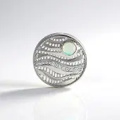 Cavill - Zilveren Hanger - 925 Sterling Zilver Geplatineerd - 0,342 ct Welo-opaal Ronde Cabochon - 0,178 ct Zirkonia - Modern Design 21x21 mm