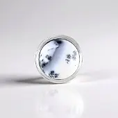 Cavill - Zilveren Hanger met 11,2 ct Dendrieten Agaat - 925 Sterling Zilver Geplatineerd - Ronde Cabochon, Elegant Naturel, MONOSONO Collection
