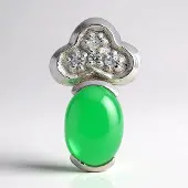 Cavill - Zilveren Hanger 925 Sterling met 1 28 ct Keizerlijk Chrysopraas & 0 047 ct Witte Topaas - Modern Groen Ovaal Cabochon 16x9 mm