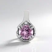 Cavill - Zilveren Hanger - 925 Sterling Zilver - Lavendel Amethist 0,707ct Rond Brazilië - Zirkoon 0,009ct - Elegant Design 13x8mm