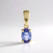 Cavill - Gouden Hanger - 9K Geel Goud - Blauwe Ceylon Saffier 0,509 ct - Ovaal Briljant - Elegant Blauw Sieraad 13x5 mm