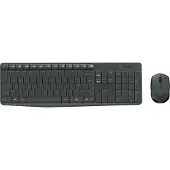Logitech MK235, Volledige grootte (100%), Draadloos, RF draadloos, QWERTY-indeling, Grijs, Inclusief muis