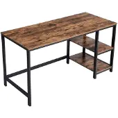 Vasagle Computerbureau, 2 Planken, Stalen Frame, Industrieel, Rustiek Bruin/Zwart - - Bureau - Bruin; Zwart - Metaal; Spaanplaat