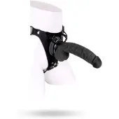 Vuxen Leren Strap-On inclusief Zwarte Dildo - 22 cm