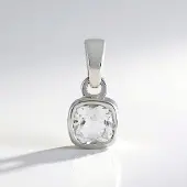 Cavill - Zilveren Hanger met Witte Topaas 1,06 ct - 925 Sterling Zilver Platina Geplateerd - Antiek Kussen Slijpsel 6mm - Elegant & Tijdloos Sieraad