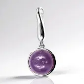 Cavill - Zilveren Hanger met 5,63 ct Paarse Lepidoliet - 925 Sterling Zilver - Ronde Cabochon 12 mm - Elegante Tijdloze Edelsteen Sieraad