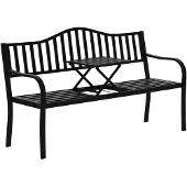 Outsunny Gartenbank Metallrahmen Schwarz