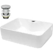 LuxeBath Wastafel 480x380x140 mm van keramiek incl. afvoerset zonder overloop