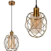 Toolight Hanglamp - goud amber - 1 lichtpunt - E27 fitting - glas en metaal