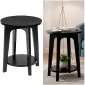 Springos Salontafel | Salontafel Set | Bijzettafel | Vierkant | 2-Delig | Zwart 40 Cm