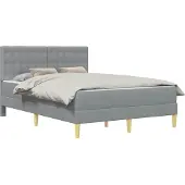 vidaXL Bedframe met matras met hoofdeinde Lichtgrijs 160 x 200 cm Stof