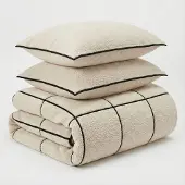 Sleeptime Dekbedovertrek Teddy Trim - Beige / Zwart 140 x 200/220 cm