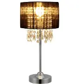 Lux.pro Tafel lamp, zwart [40 cm x Ø20 cm], kristal, textiel. []