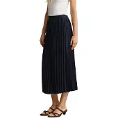 Gant Dames Marineblauwe geplooide midirok (34), Casual, Klassiek, Polyester 4400169