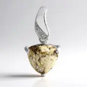 Cavill - Zilveren Hanger - 925 Sterling Zilver - Braziliaanse Magnesiet 2,7 ct Triljant Cabochon + Witte Topaas 0,01 ct Pavé Elegant Sieraad
