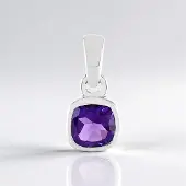 Cavill - Zilveren Hanger met 0,8 ct Zambia-Amethist - 925 Sterling Zilver Platina Verguld - Antiek Kussen Slijpsel - Elegante Paarse Edelsteen Sieraad