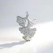 Cavill - Elegante Zilveren Hanger - 925 Sterling Zilver Platina Geplateerd - Cambodjaanse Zirkonen 0 908 ct - Bladmotief Rond Geslepen