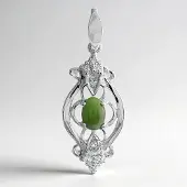Cavill - Zilveren Hanger - 925 Sterling Zilver - 0,27 ct Keizerlijk Chrysopraas Ovaal & 0,50 ct Witte Topaas - Luxe Sieraad voor Dames