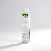Cavill - Hanger Zilver 925 Sterling Geplatineerd - Russische Diopsied 0,233 ct Achthoek - Modern Minimalistisch Design 34x8 mm