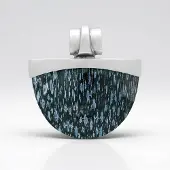 Cavill - Zilveren Hanger 925 Sterling Zilver Platina Geplateerd - 33 ct Versteend Jambi Palmhout - Elegant Bali Barong Sieraad