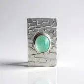Cavill - Zilveren Hanger - 925 Sterling Zilver Geplatineerd - Grandidieriet 2,944 ct Ovaal Cabochon Mintgroen - Madagaskar Edelsteen - Modern Design