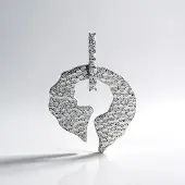 Cavill - Zilveren hanger met 7 Cambodjaanse zirkonen 0 352 ct - 925 Sterling zilver geplatineerd platina - Modern elegant tijdloos sieraad 32x23 mm
