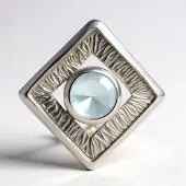 Cavill - Zilveren Hanger - 925 Sterling Zilver - Hemelblauwe Topaas 3 254 ct Ronde Cabochon - Modern Minimalistisch Ruitvormig