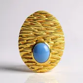 Cavill - Zilveren Hanger 925 Sterling Verguld - Blauwe Chalcedoon Ovaal 3,15 ct - Handgemaakte Elegante Monosono Collectie 30x23 mm