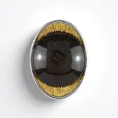 Cavill - Zilveren Hanger - 925 Sterling Zilver - 12,75 ct Ovale Cabochon Versteend Hout - Elegante Natuurlijke Sieraden met Gouden Accenten - 26x20 mm