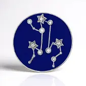 Cavill - Elegante Hanger 925 Sterling Zilver Platina - Cambodjaanse Zirkon 0.087ct - Leeuwenmotief en Sterren 23x23 mm