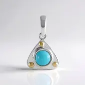 Cavill - 925 Sterling Zilveren Hanger - Blauwe Ethiopische Opaal 0,269 ct - Gouden Granulatie - Driehoekige Cabochon 18x11 mm - Luxe Sieraad
