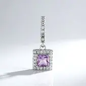 Cavill - Zilveren Hanger 925 Sterling Zilver Geplatineerd - 0,534 ct Lavendel Amethist Princes - 0,358 ct Pavé Zirkonia - Elegant Paars 22x8 mm