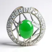 Cavill - Zilveren Hanger - 925 Sterling Zilver - Keizerlijk Chrysopraas 0,99 ct & Witte Topaas 1,549 ct - Ovaal Cabochon - Luxe Elegant Groen Sieraad