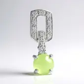 Cavill - Zilveren Hanger 925 Sterling - Chrysopraas 0.84 ct & Witte Topaas 1.02 ct - Ronde Cabochon 7 mm - Luxe Handgemaakt