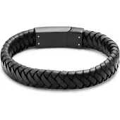Lucleon Zwarte Gevlochten Leren Armband