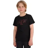 4F T-shirt Jongens Zwart - Maat 128cm