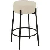Jline barkruk Bouclé - multiplex/polyester - wit/zwart