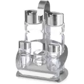 Hendi Cruet Set vijfdelig Peper, Zout, Pepermolen + zoutmolen, Zilver