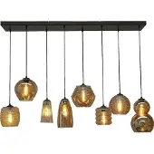 Masterlight 8-lichts hanglamp Quinto 8 zwart met smoke glas