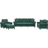 vidaXL 4-delige Loungeset met kussens fluweel donkergroen