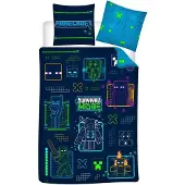 Aymax Minecraft Dekbedovertrek Eenpersoons 140x200cm Polyester – Dubbelzijdige Print