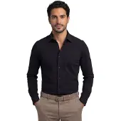 R2 overhemd zwart button-under lange mouw