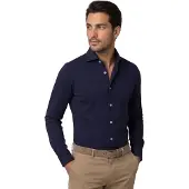 R2 Amsterdam Modern Fit Overhemd donkerblauw, Effen