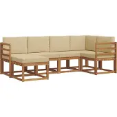 vidaXL Buiten bank set 6 st Natuurlijk en Beige