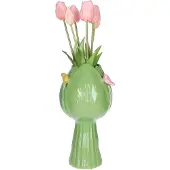 Countryfield Vaas Tulip but w/bird aardew L18B18H32CM groen