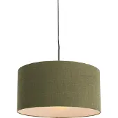 QAZQA Hanglamp zwart met groene kap 50 cm - Combi 1